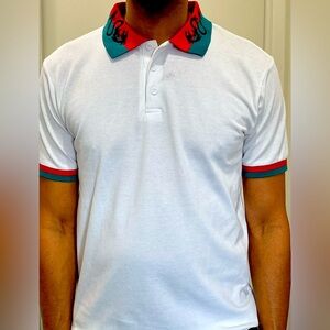 White, Red, and Green Dragon Color Short Sleeve Polo!